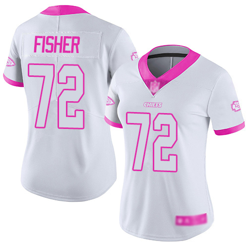 Women Kansas City Chiefs #72 Fisher Eric Limited White Pink Rush Fashion Football Nike NFL Jersey